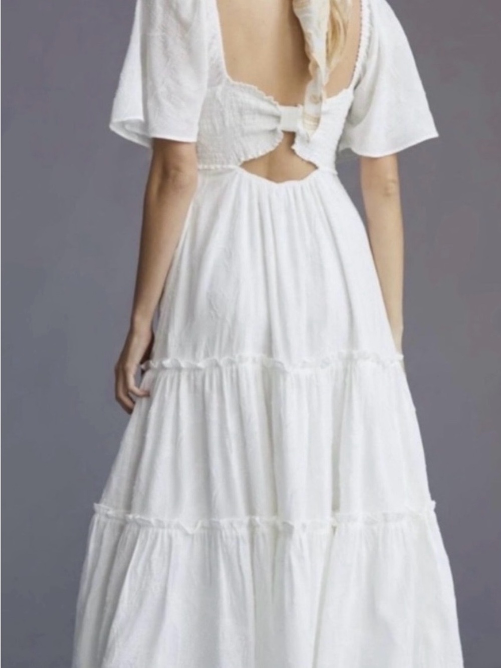 Anthropologie White Tiered Button-Front Maxi Dress - Picture 3 of 7